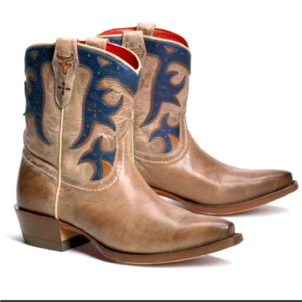 Trask electric blue patriotic stars cowboy boots